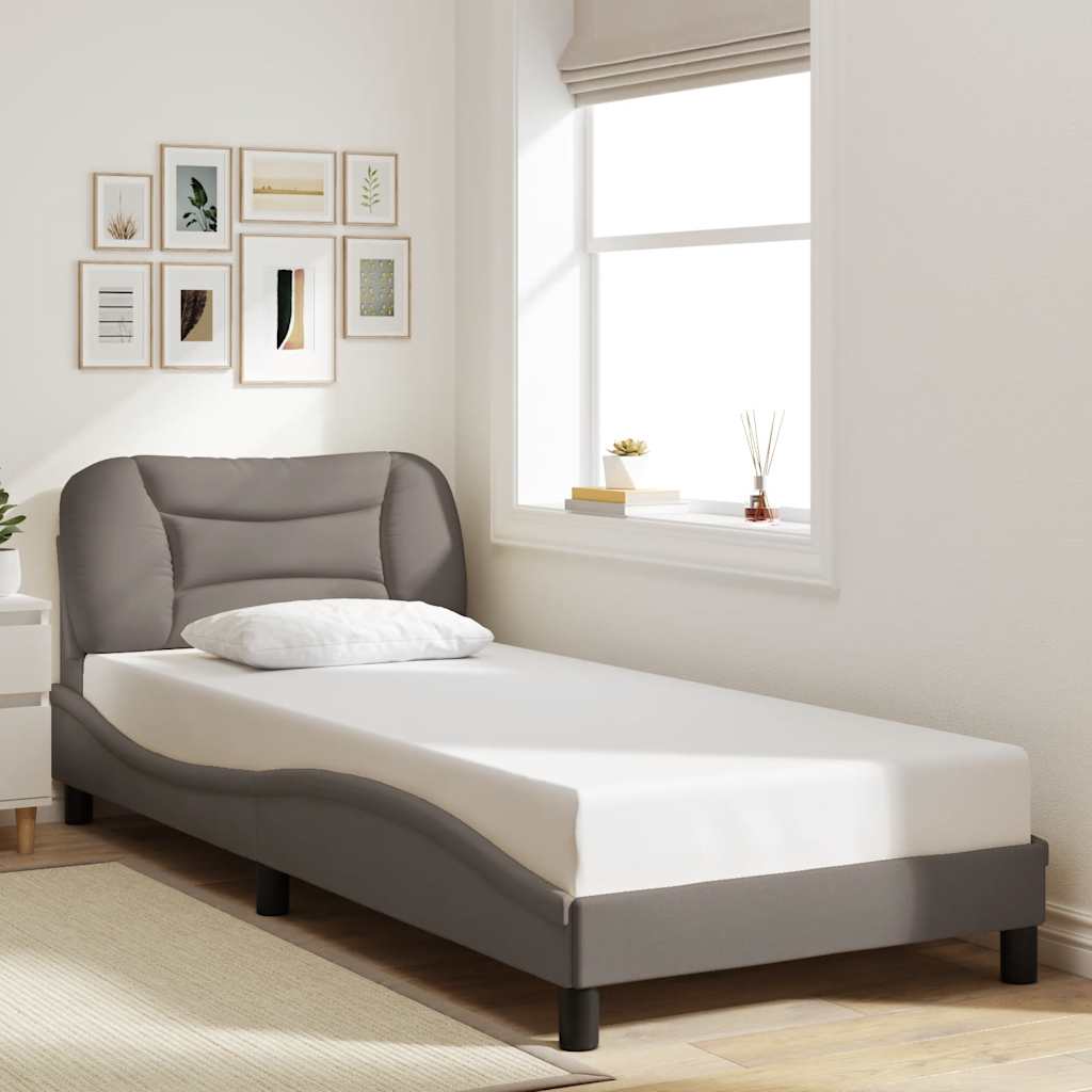 vidaXL Rama łóżka bez materaca Hvar Taupe 90x200 cm Tkanina