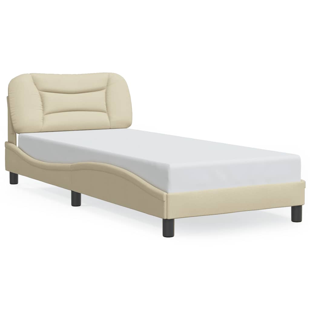 vidaXL Rama łóżka bez materaca Hvar Kremowa 90x200 cm Tkanina