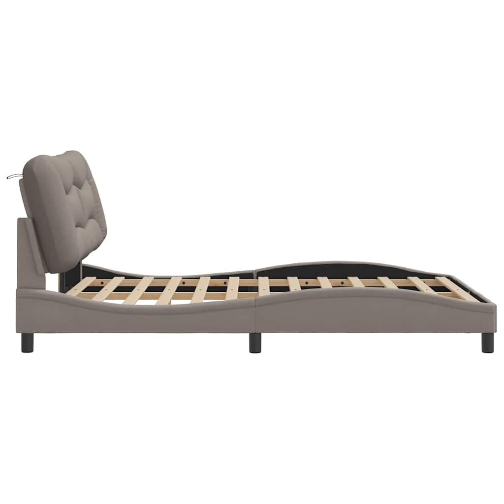 vidaXL Rama łóżka bez materaca, Hvar, taupe, 140x190 cm, obita tkaniną