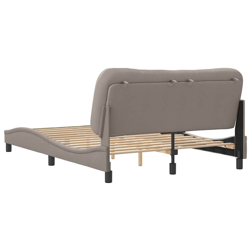 vidaXL Rama łóżka bez materaca, Hvar, taupe, 140x190 cm, obita tkaniną