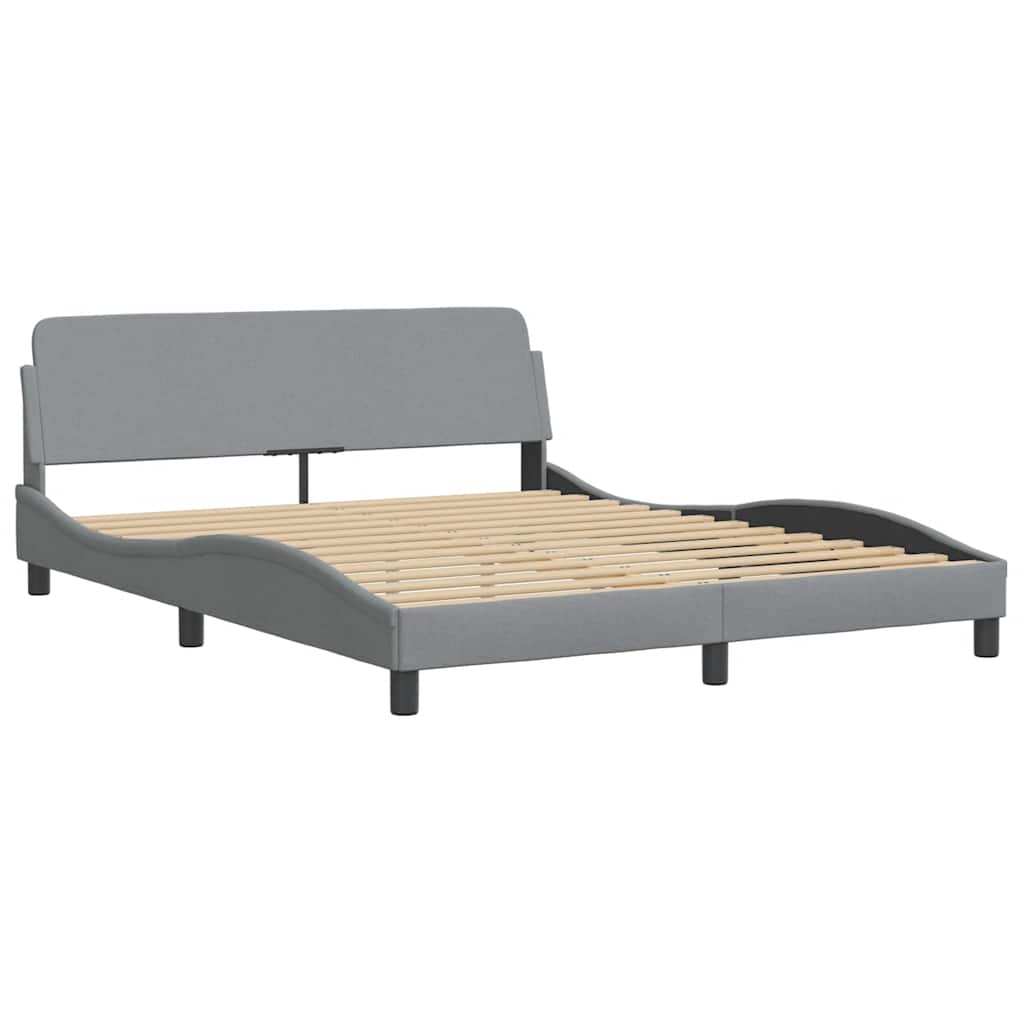 vidaXL Rama łóżka bez materaca, Hvar, jasnoszara, 160x200 cm, obita tkaniną
