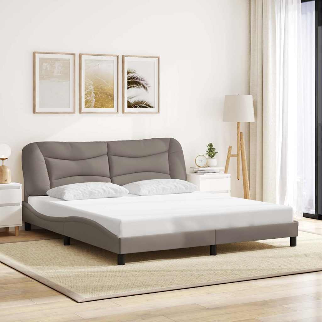 vidaXL Rama łóżka bez materaca, Hvar, taupe, 180x200 cm, obita tkaniną