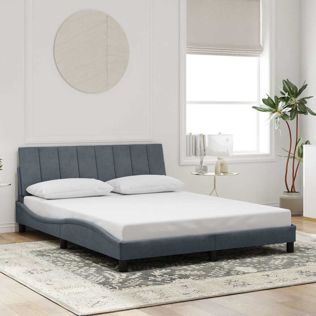 vidaXL Rama łóżka bez materaca, Hanko, ciemnoszara, 160x200 cm, aksamitna