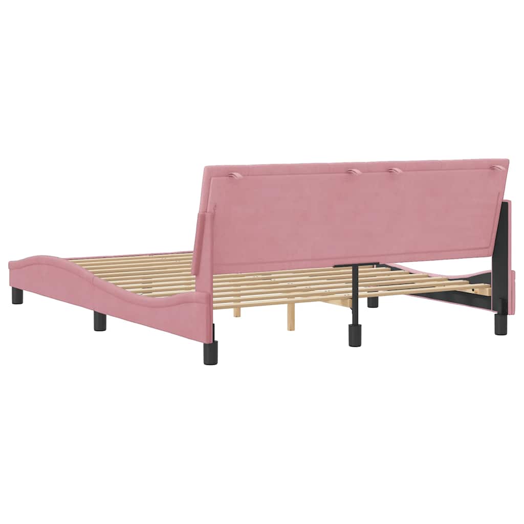vidaXL Rama łóżka bez materaca, Hanko, różowa, 160x200 cm, aksamitna