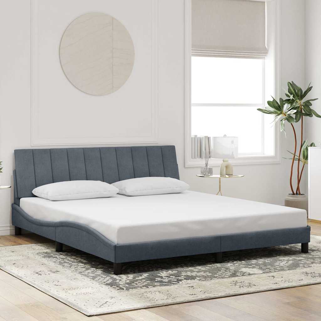 vidaXL Rama łóżka bez materaca, Hanko, ciemnoszara, 180x200 cm, aksamitna