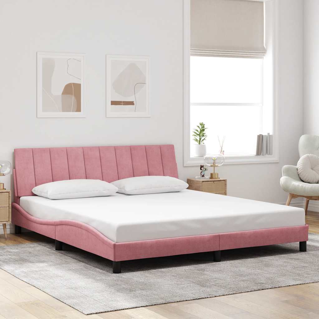 vidaXL Rama łóżka bez materaca, Hanko, różowa, 180x200 cm, aksamitna