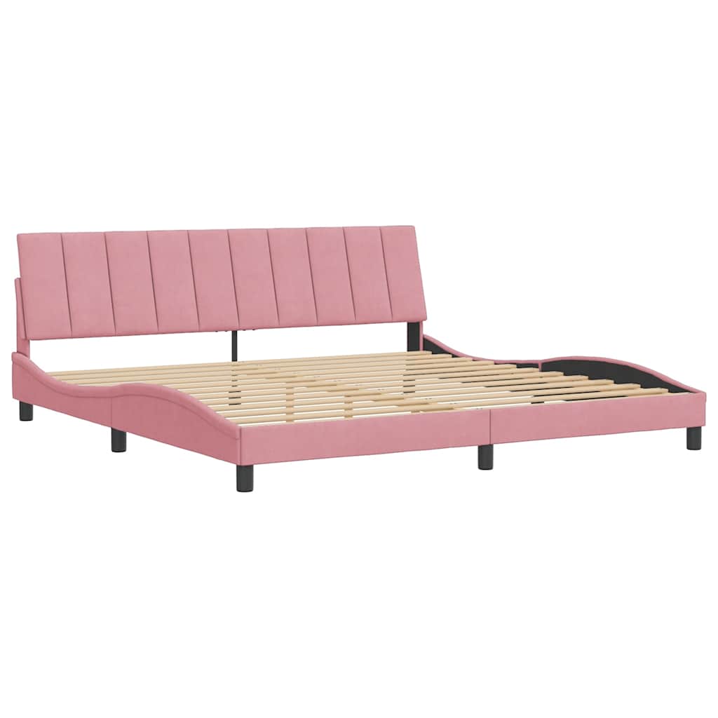 vidaXL Rama łóżka bez materaca, Hanko, różowa, 200x200 cm, aksamitna