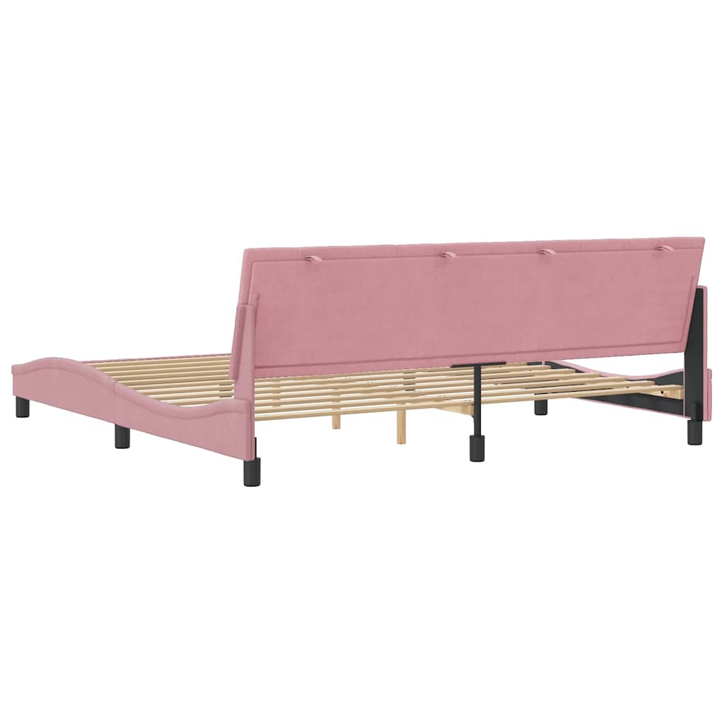 vidaXL Rama łóżka bez materaca, Hanko, różowa, 200x200 cm, aksamitna