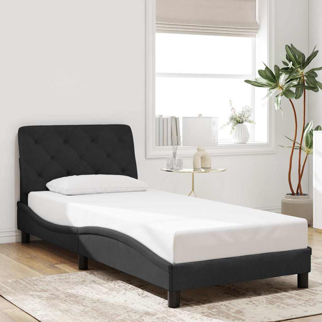 vidaXL Rama łóżka bez materaca, czarna, 90x200 cm, aksamitem