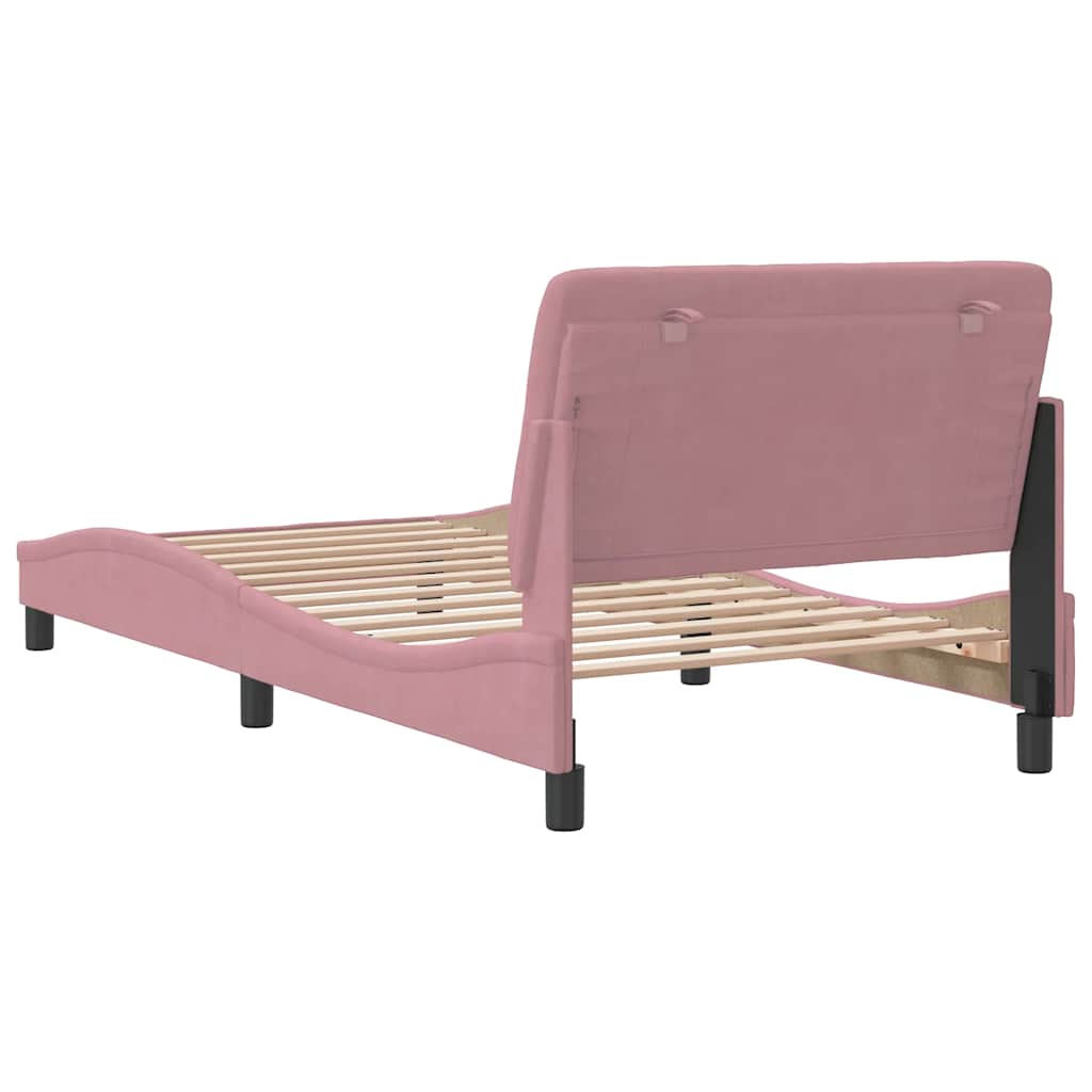 vidaXL Rama łóżka bez materaca, różowa, 100x200 cm, aksamitna