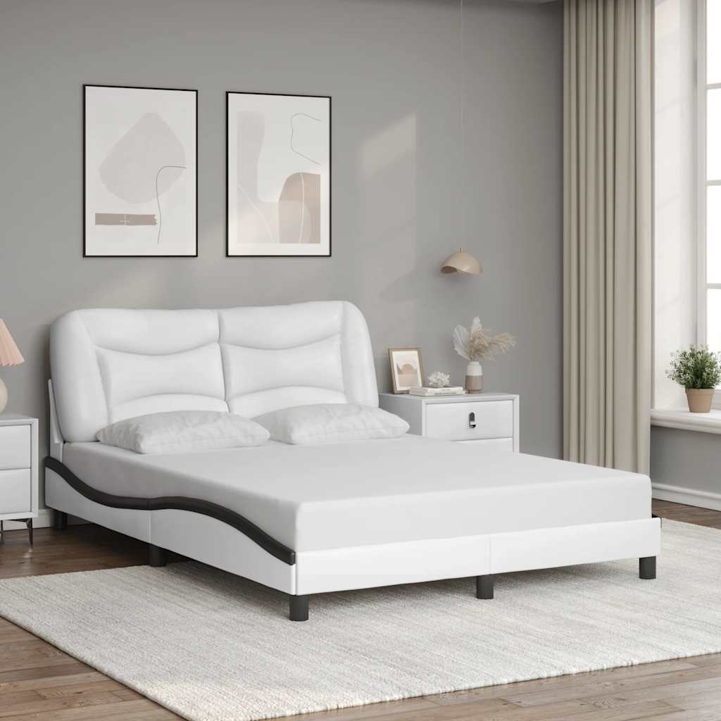 vidaXL Rama łóżka bez materaca, Hvar, biało-czarna, 120x200 cm, ekoskóra