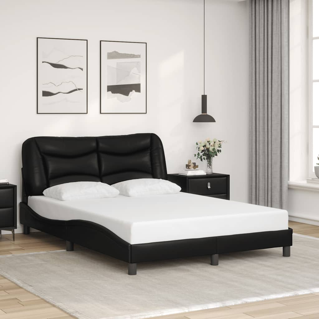 vidaXL Rama łóżka bez materaca, Hvar, czarna, 140x200 cm, sztuczna skóra