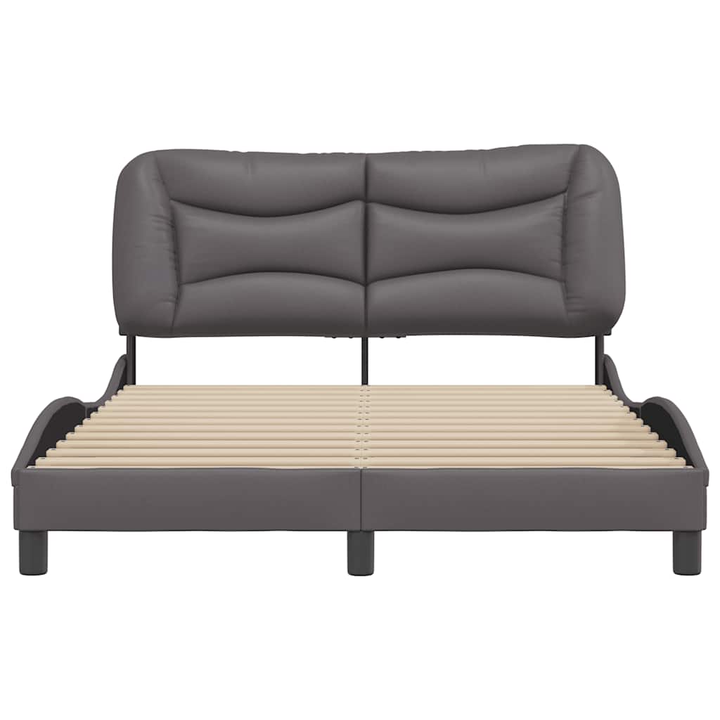 vidaXL Rama łóżka bez materaca, Hvar, szara, 140x200 cm, sztuczna skóra