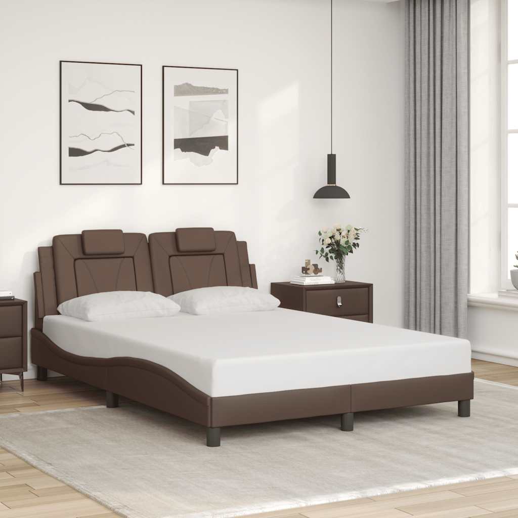 vidaXL Rama łóżka, Viana, bez materaca, brązowa, 120x200 cm, sztuczna skóra