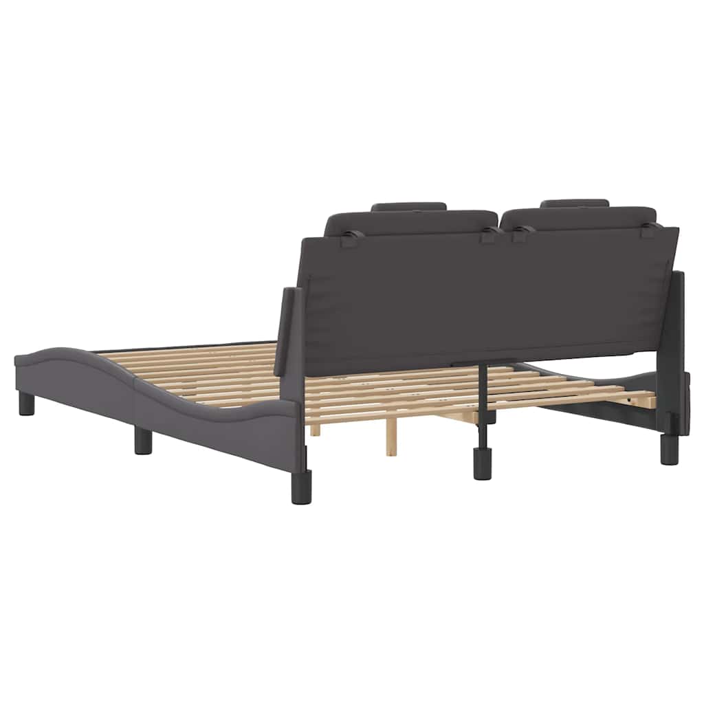 vidaXL Rama łóżka, Viana, bez materaca, szara, 120x200 cm, sztuczna skóra