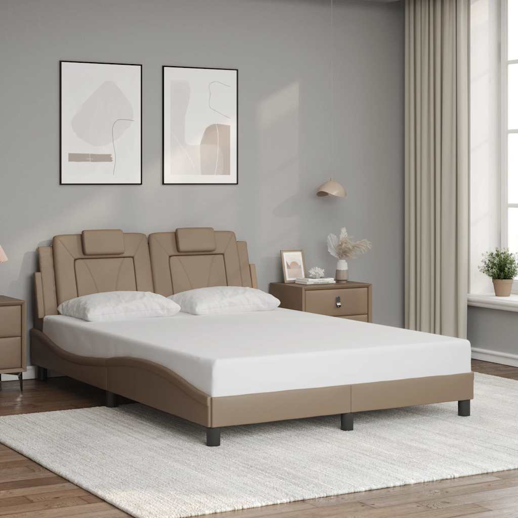 vidaXL Rama łóżka, Viana, bez materaca, cappuccino, 120x200 cm, sztuczna skóra