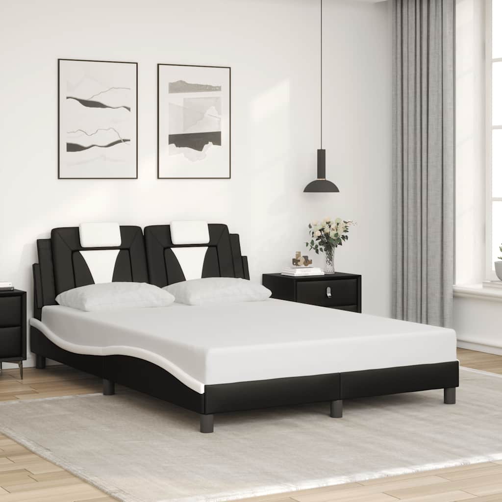 vidaXL Rama łóżka, Viana, bez materaca, czarno-biała, 120x200 cm, ekoskóra