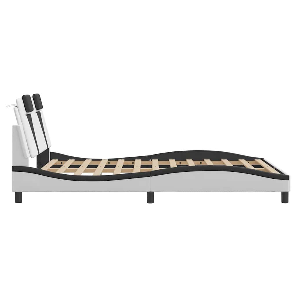 vidaXL Rama łóżka, Viana, bez materaca, biało-czarna, 120x200 cm, ekoskóra