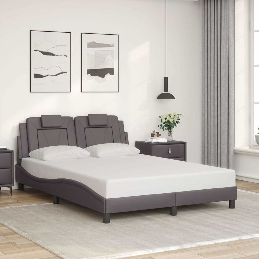 vidaXL Rama łóżka, Viana, bez materaca, szara, 140x200 cm, sztuczna skóra