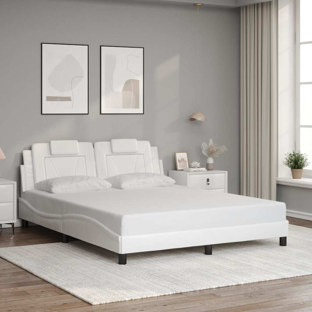 vidaXL Rama łóżka, Viana, bez materaca, biała, 160x200 cm, sztuczna skóra