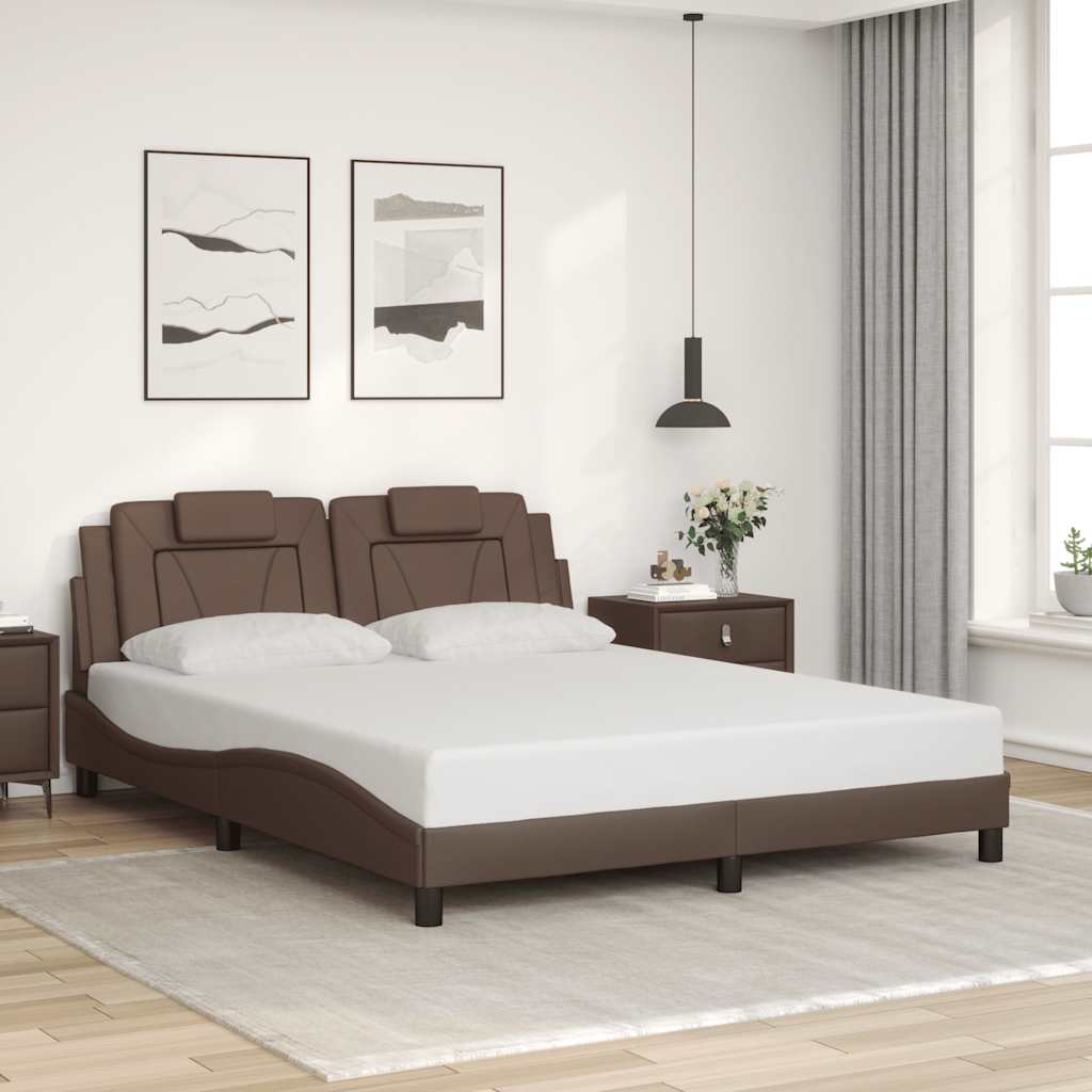 vidaXL Rama łóżka, Viana, bez materaca, brązowa, 160x200 cm, sztuczna skóra