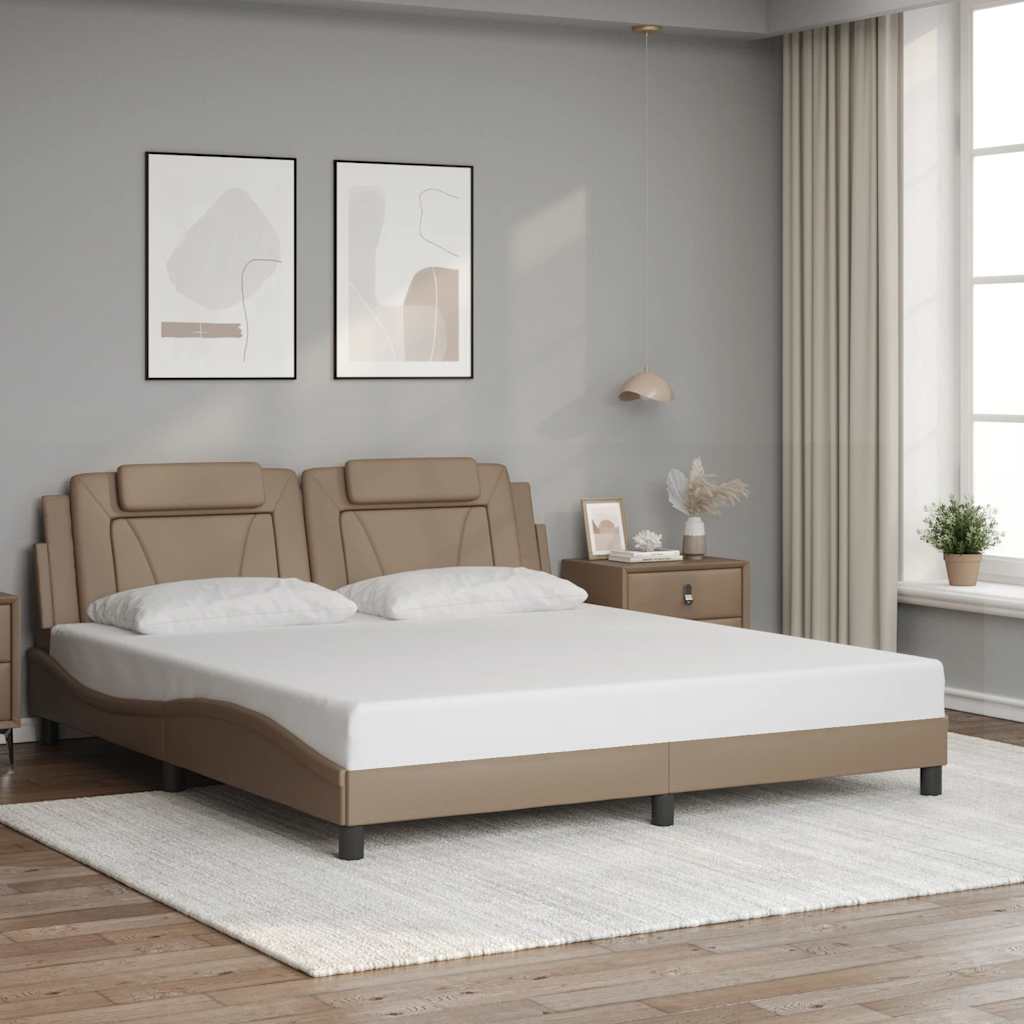 vidaXL Rama łóżka, Viana, bez materaca, cappuccino, 180x200 cm, sztuczna skóra