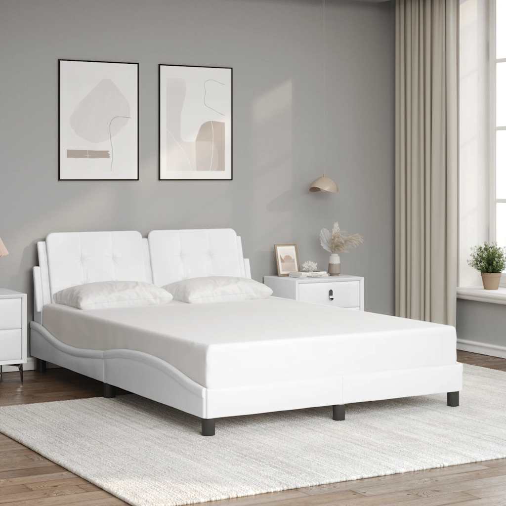 vidaXL Rama łóżka bez materaca, Zadar, biała, 120x200 cm, sztuczna skóra