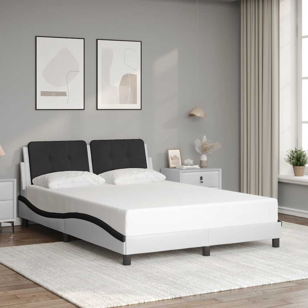 vidaXL Rama łóżka bez materaca, Zadar, biało-czarna, 120x200 cm, ekoskóra