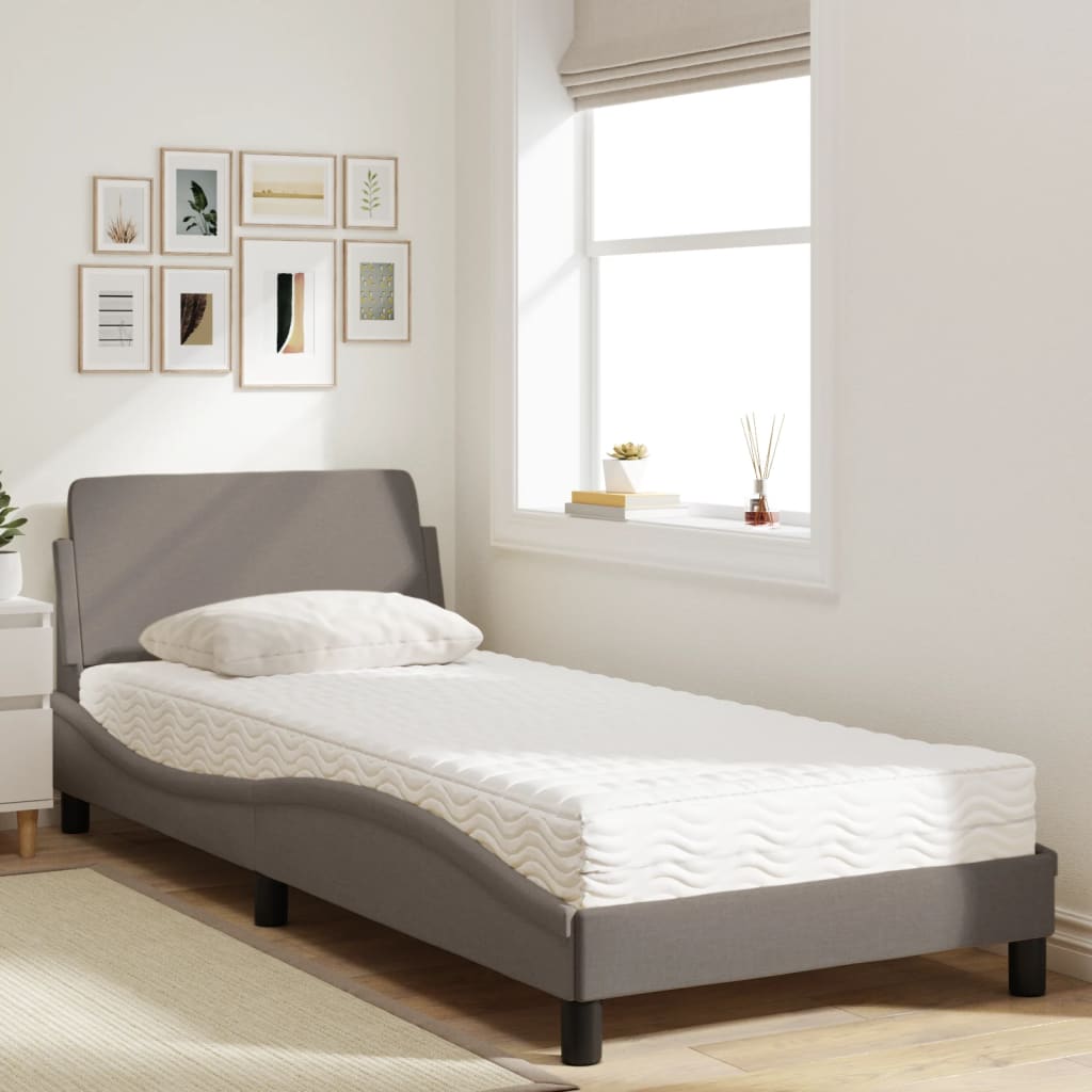 vidaXL Łóżko z materacem, Dover, taupe, 80x200 cm, obite tkaniną