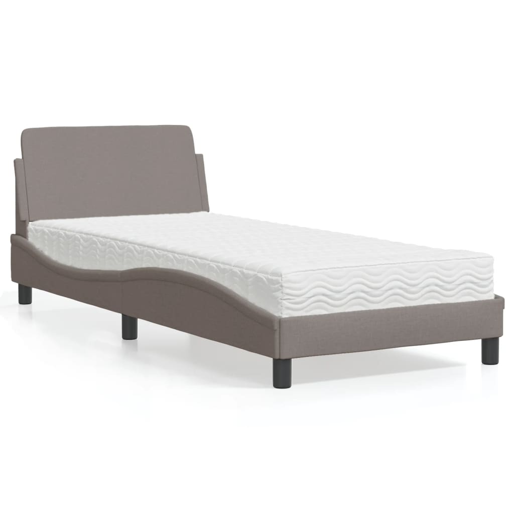 vidaXL Łóżko z materacem, Dover, taupe, 80x200 cm, obite tkaniną