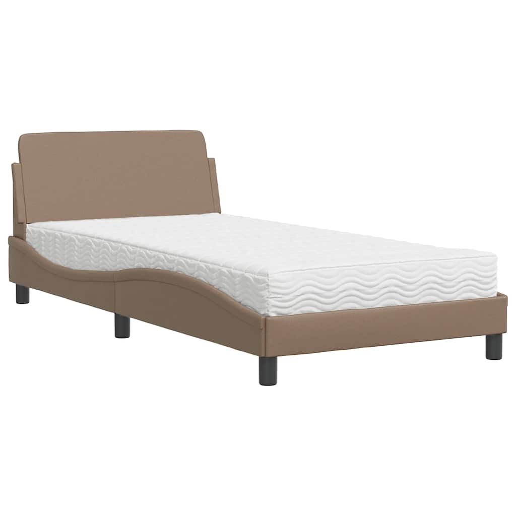 vidaXL Łóżko z materacem, Dover, cappuccino, 100x200 cm, sztuczna skóra