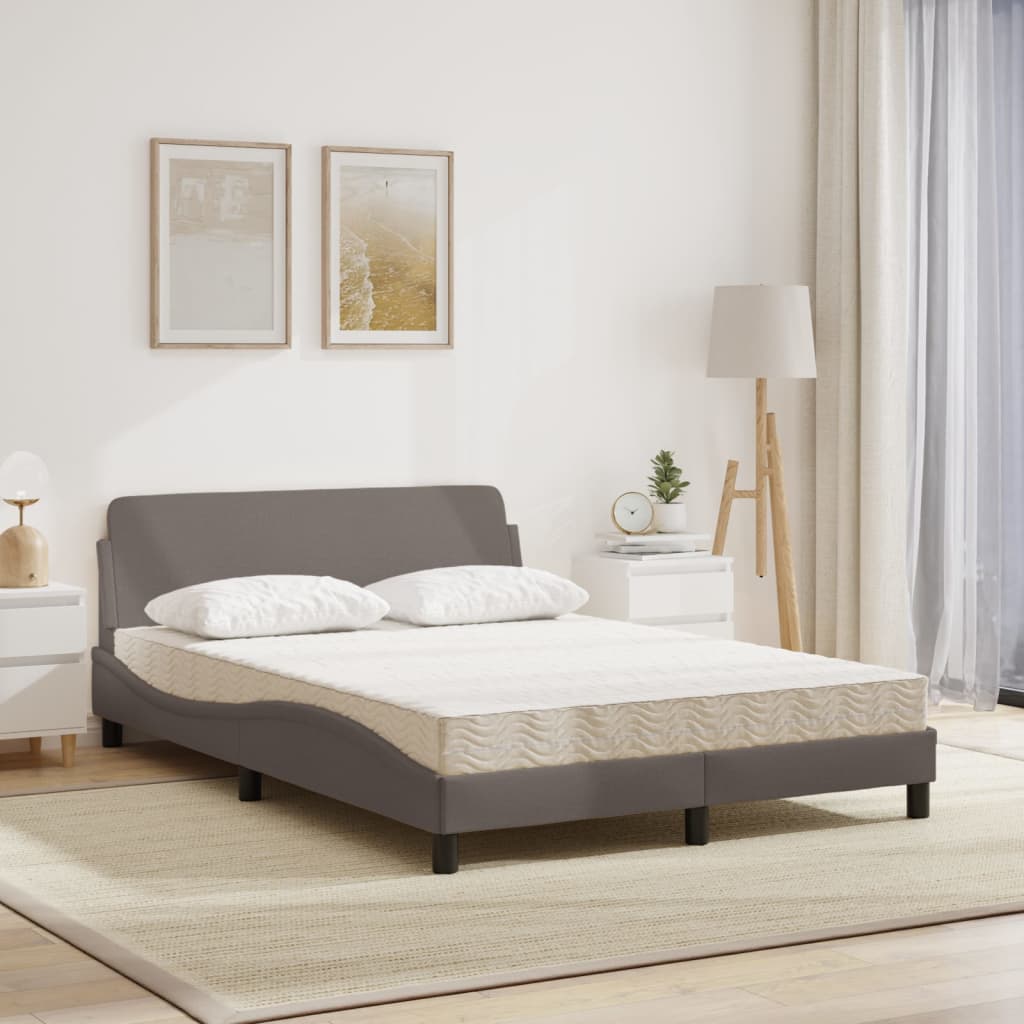 vidaXL Łóżko z materacem, Dover, taupe, 120x200 cm, obite tkaniną
