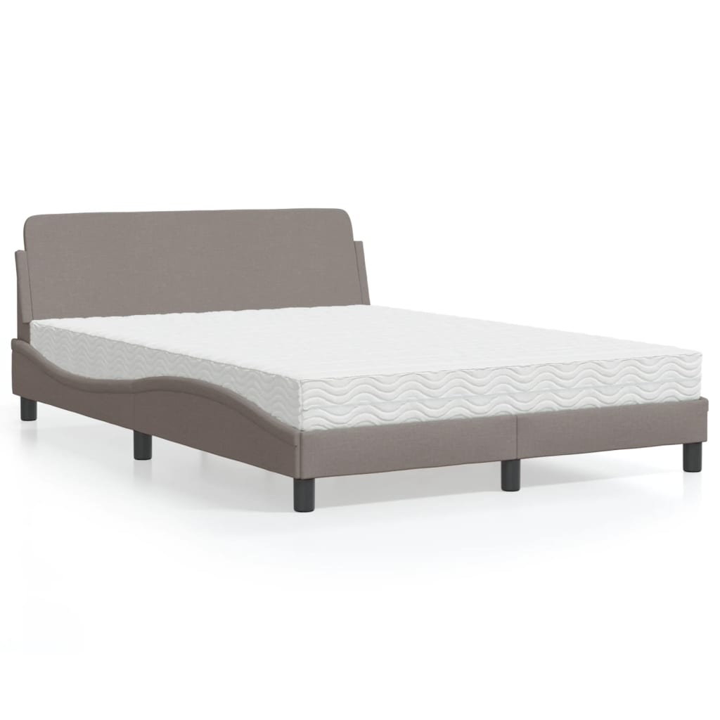 vidaXL Łóżko z materacem, Dover, taupe, 120x200 cm, obite tkaniną