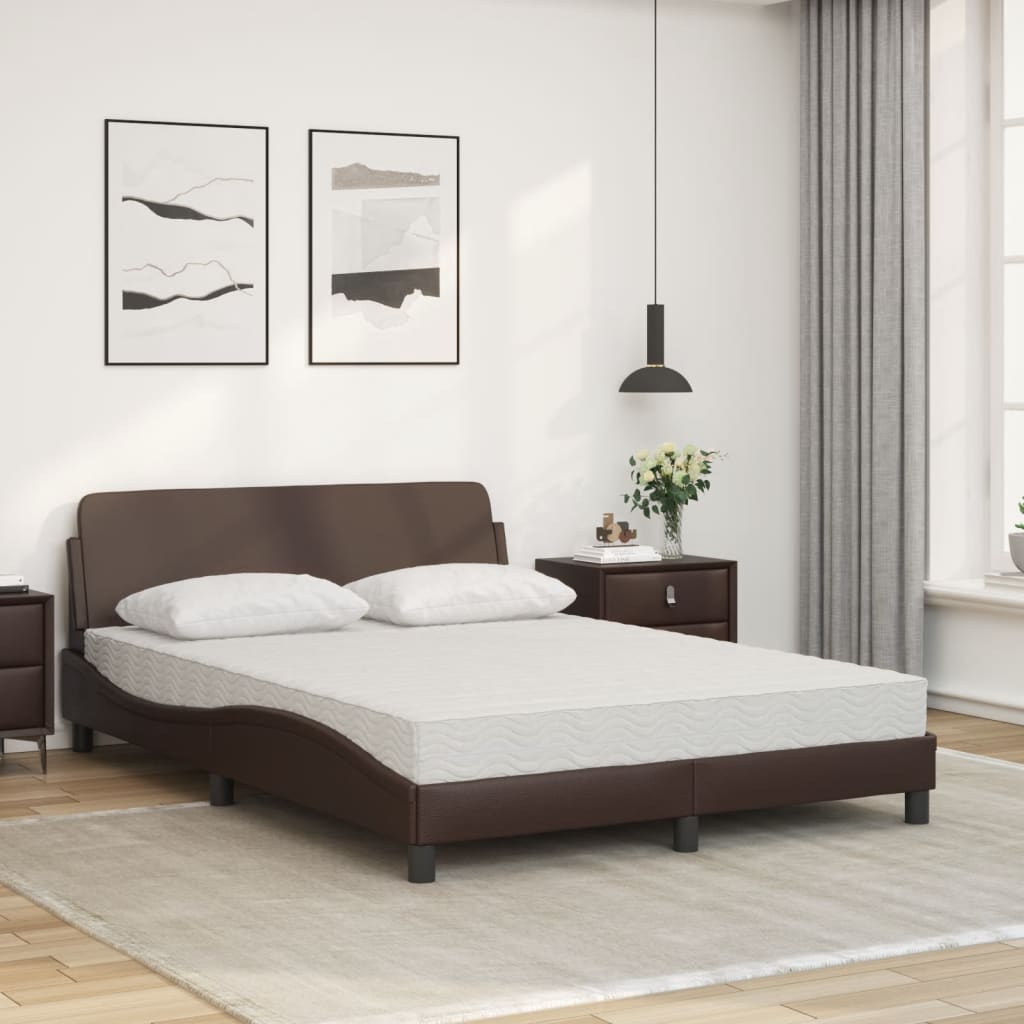vidaXL Łóżko z materacem, Dover, brązowe, 120x200 cm, sztuczna skóra