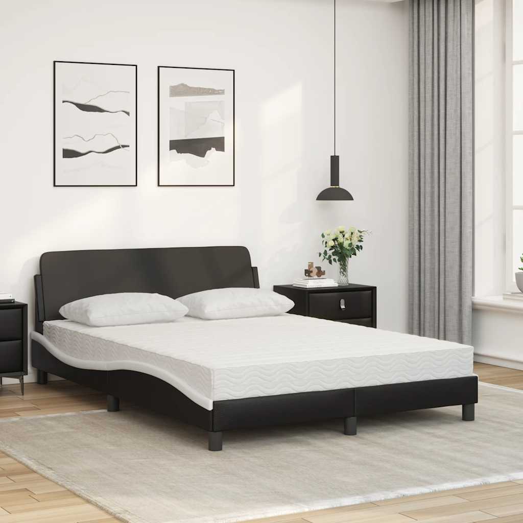 vidaXL Łóżko z materacem, Dover, czarno-białe, 120x200 cm, sztuczna skóra