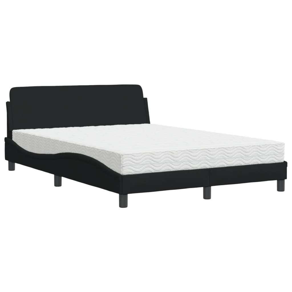 vidaXL Łóżko z materacem, Dover, czarne, 140x190 cm, obite tkaniną