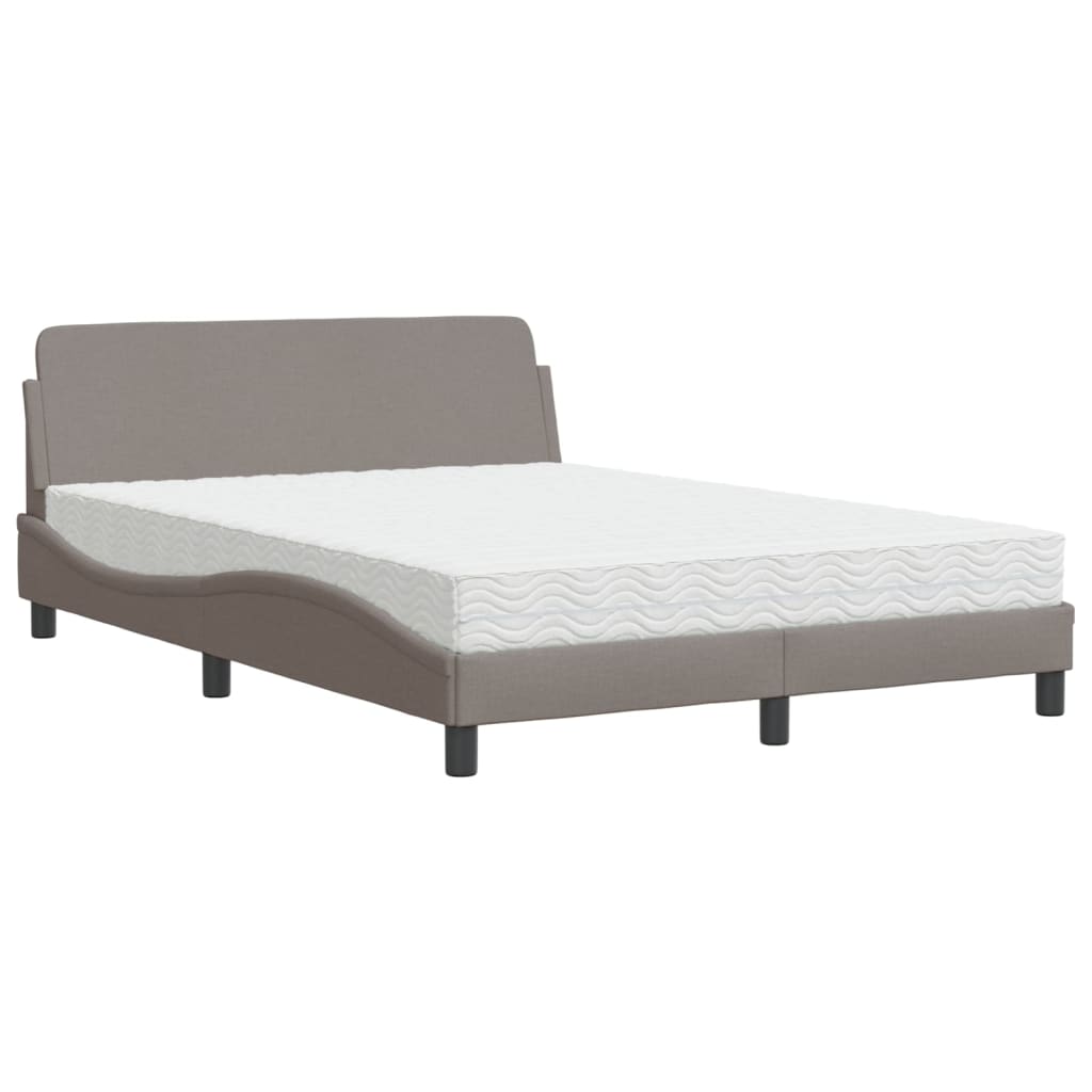 vidaXL Łóżko z materacem, Dover, taupe, 140x200 cm, obite tkaniną