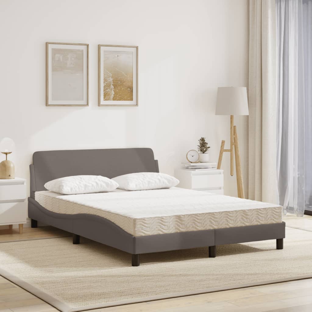 vidaXL Łóżko z materacem, Dover, taupe, 140x200 cm, obite tkaniną