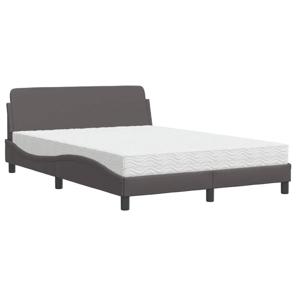 vidaXL Łóżko z materacem, Dover, szare, 140x200 cm, sztuczna skóra