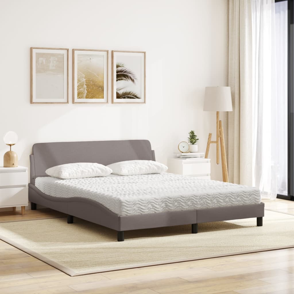 vidaXL Łóżko z materacem, Dover, taupe, 160x200 cm, tkanina