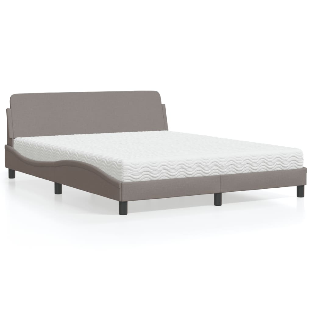 vidaXL Łóżko z materacem, Dover, taupe, 160x200 cm, tkanina