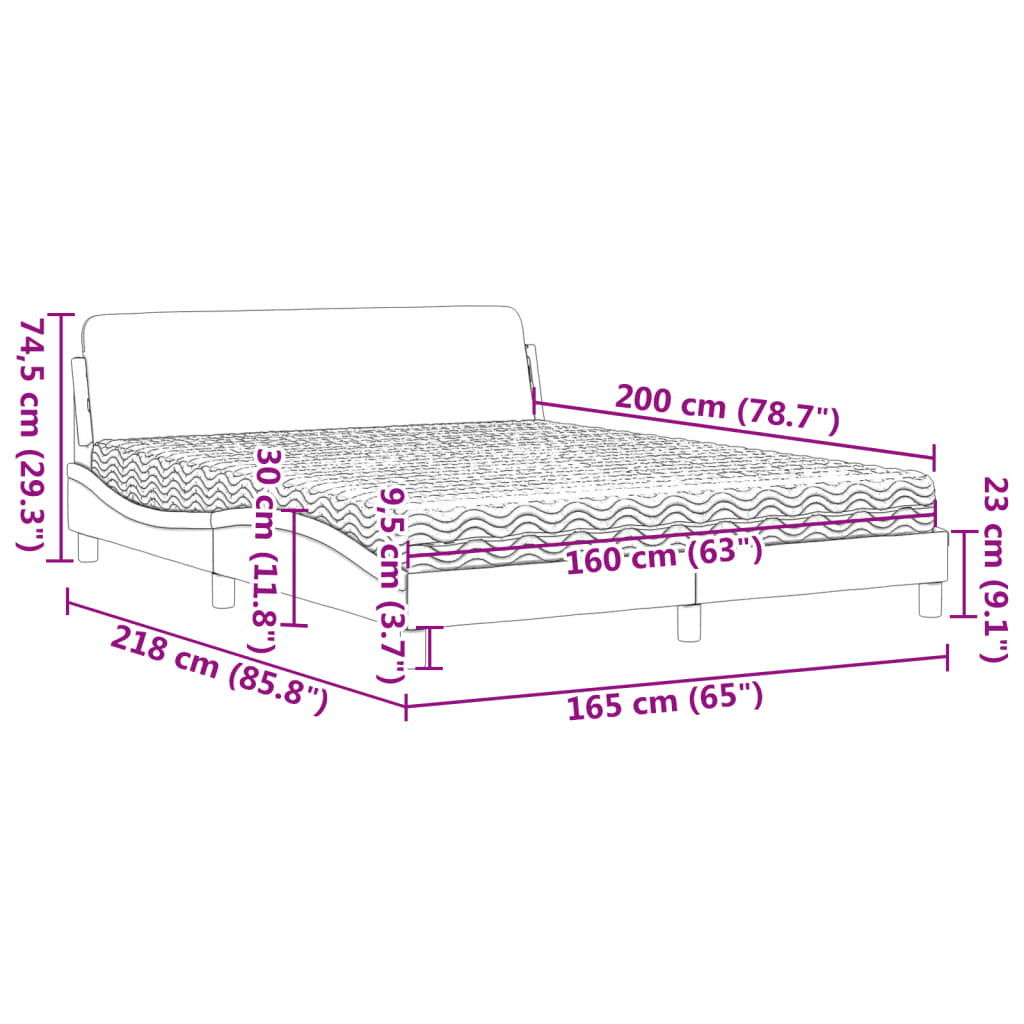 vidaXL Łóżko z materacem, Dover, kremowe, 160x200 cm, tkanina