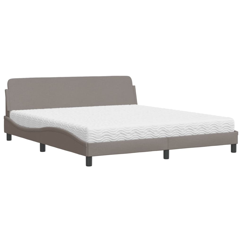 vidaXL Łóżko z materacem, Dover, taupe, 180x200 cm, tkanina