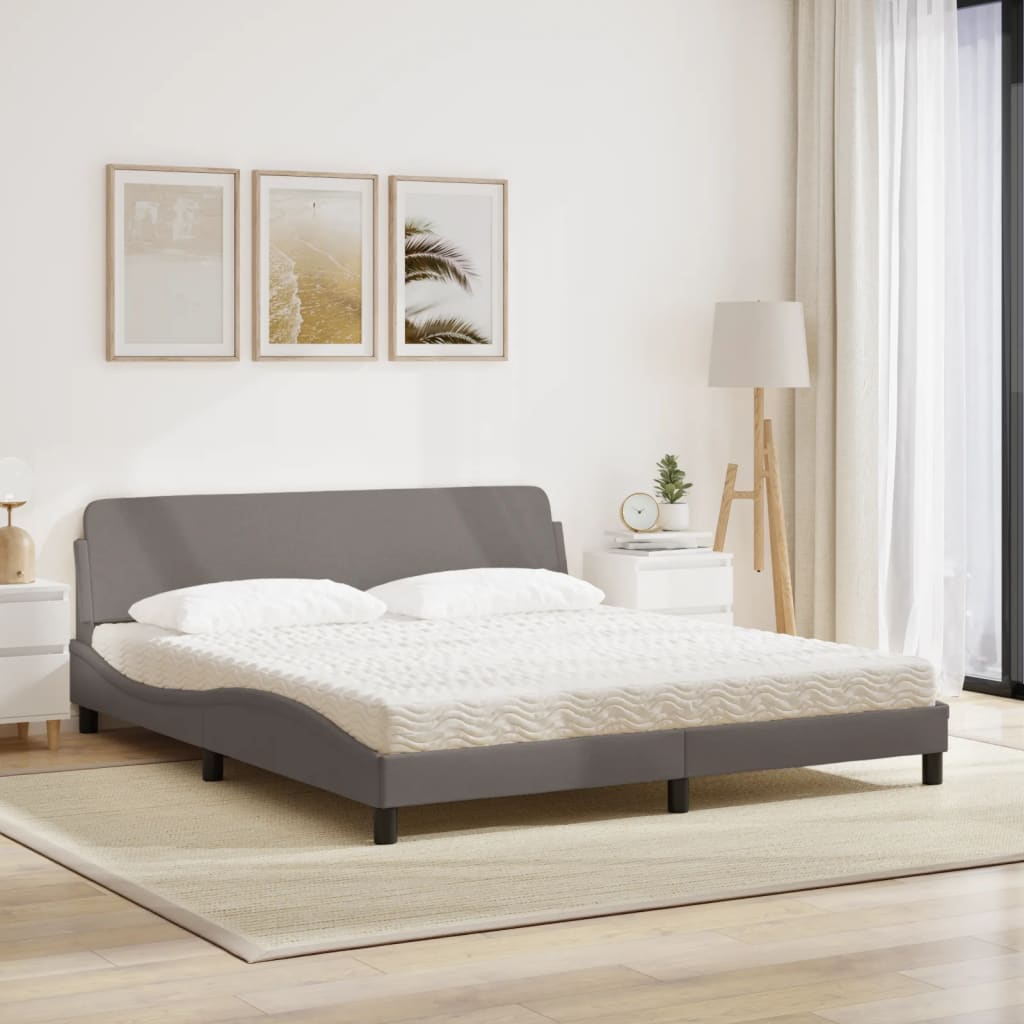 vidaXL Łóżko z materacem, Dover, taupe, 180x200 cm, tkanina