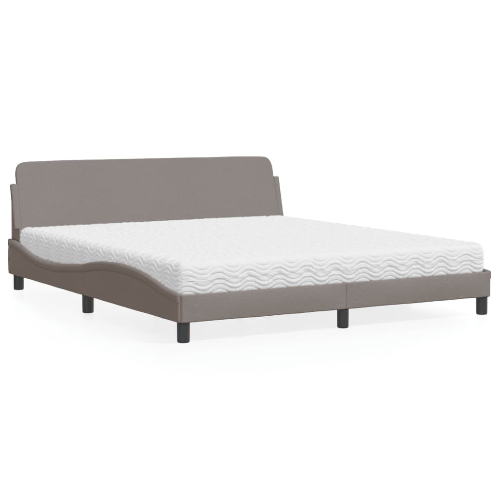 vidaXL Łóżko z materacem, Dover, taupe, 180x200 cm, tkanina