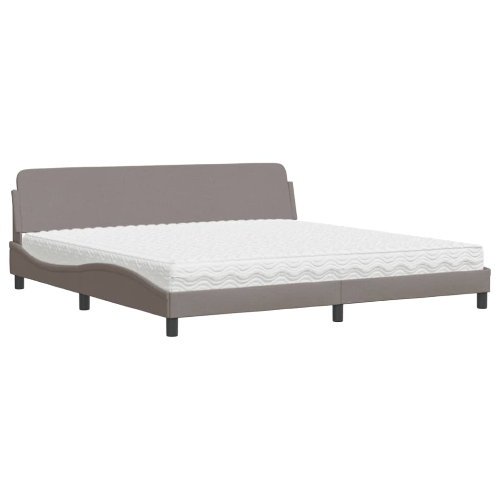 vidaXL Łóżko z materacem, Dover, taupe, 200x200 cm, obite tkaniną