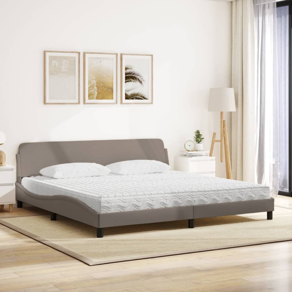 vidaXL Łóżko z materacem, Dover, taupe, 200x200 cm, obite tkaniną