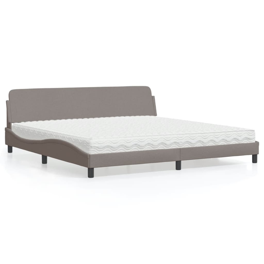 vidaXL Łóżko z materacem, Dover, taupe, 200x200 cm, obite tkaniną