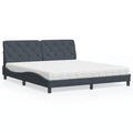 vidaXL Łóżko z materacem, ciemnoszare, 180x200 cm, aksamit