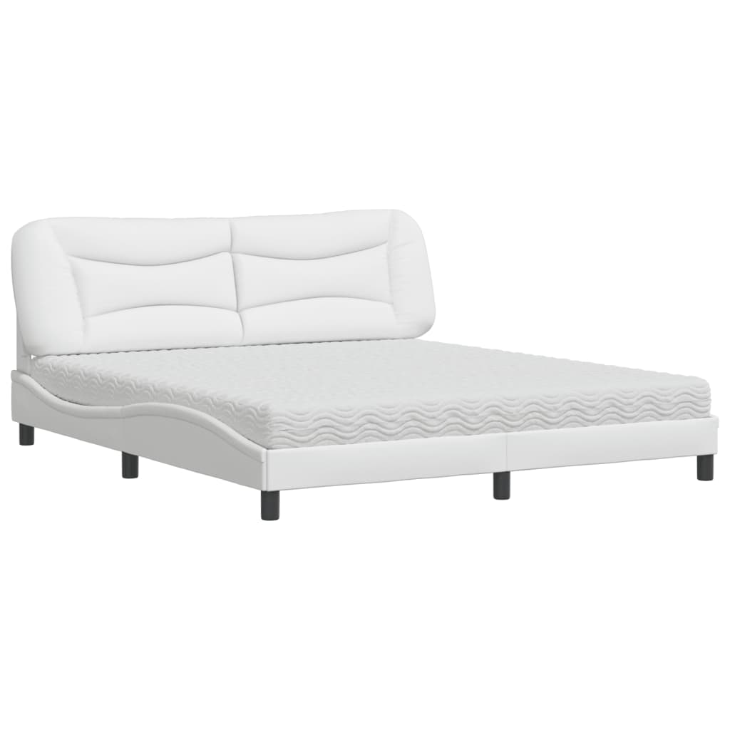 vidaXL Łóżko z materacem, Hvar, białe, 180x200 cm, sztuczna skóra